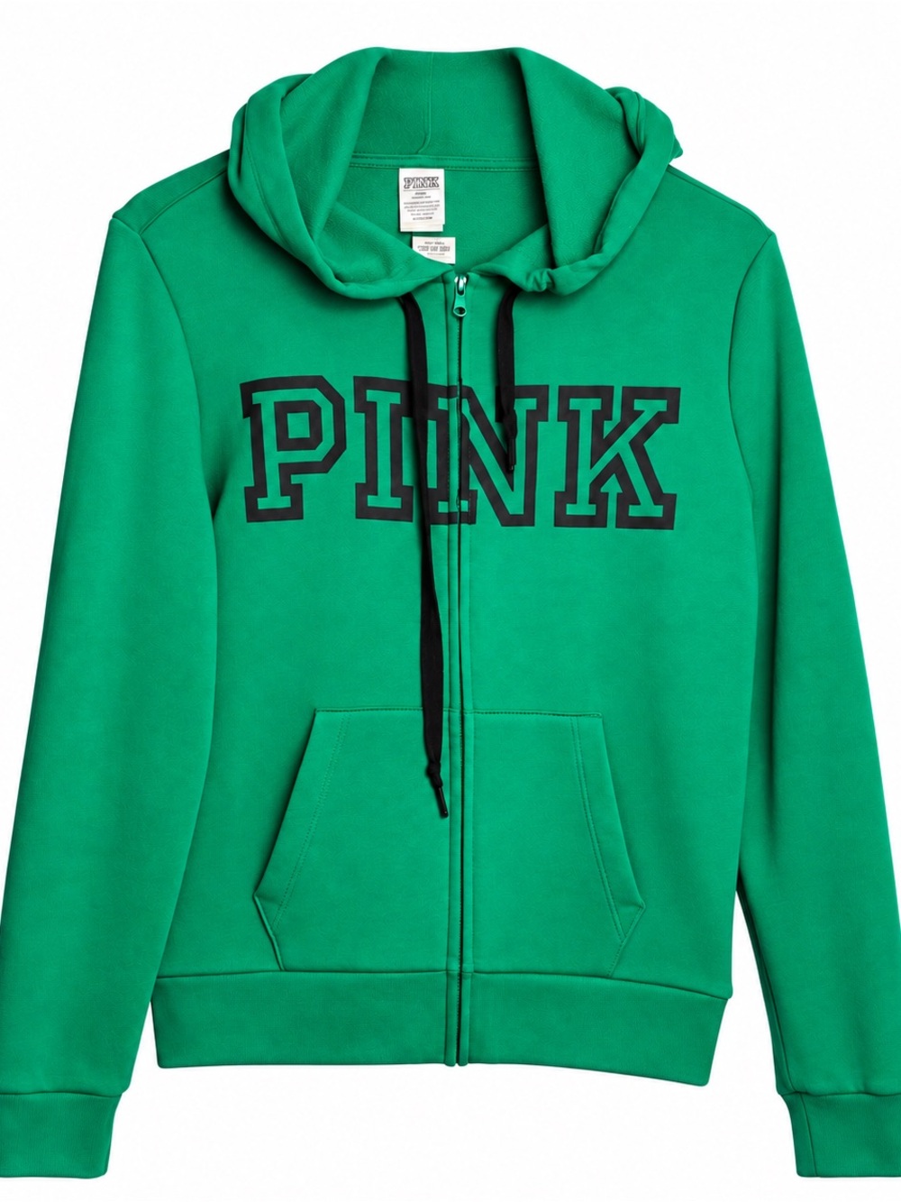 Victoria’s Secret PINK Women’s Green Full Zip Logo Hoodie Medium NWT